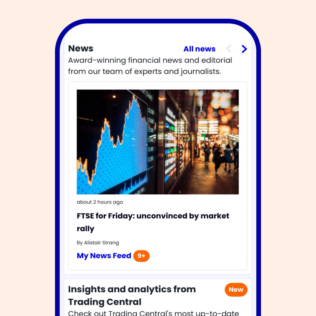 financial news feed on mobile device