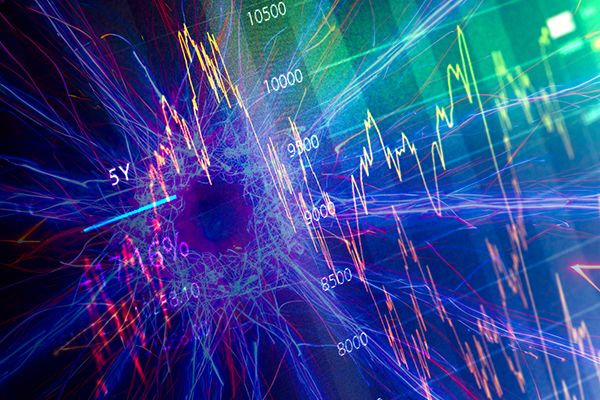 Background of charts, numbers and stock market data 