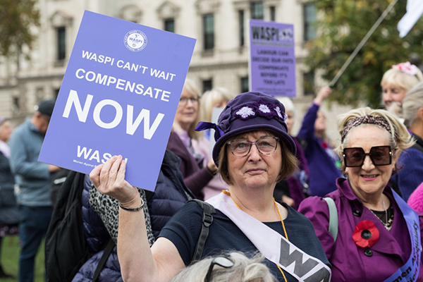 WASPI women demonstrate in Parliament Square in London in October 2024, Getty