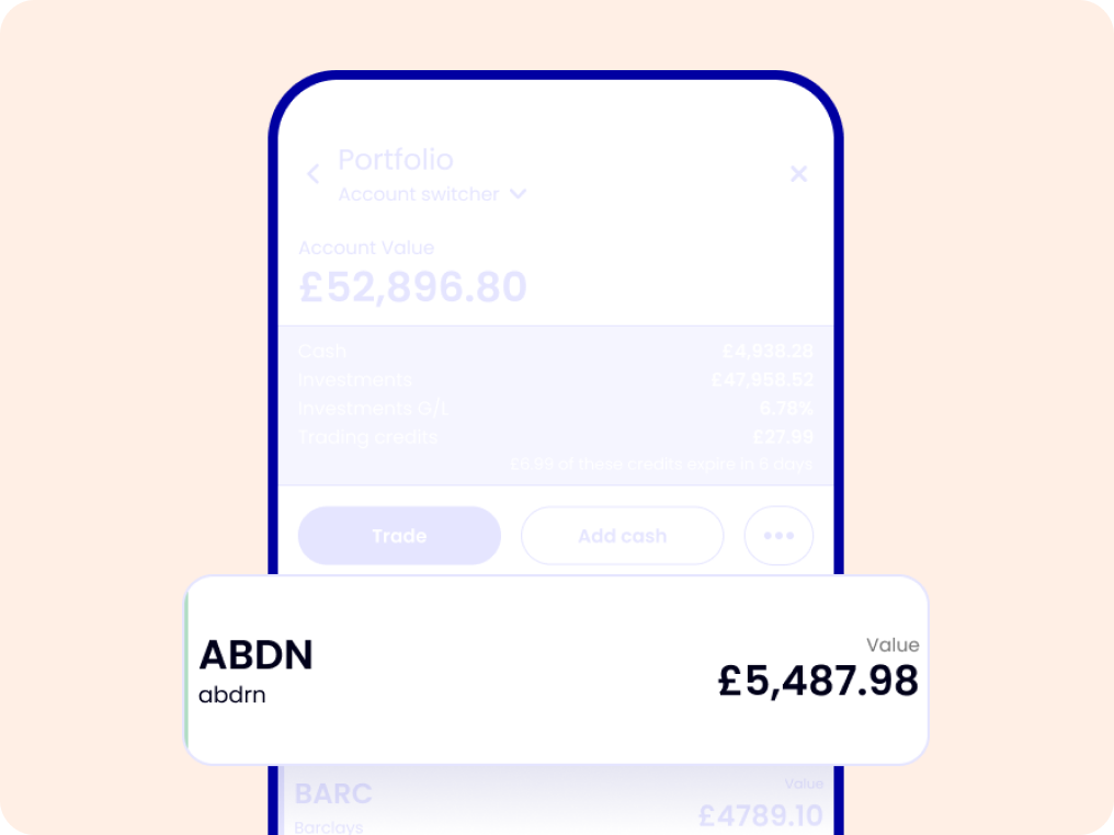 device showing ii app with abrdn fund value