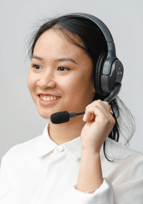 young woman smiling with headset support 2